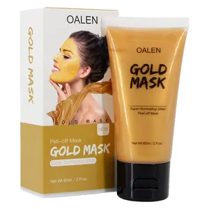 Mascarilla Facial de colágeno, máscara Facial de colágeno blanqueadora con brillo superiluminante de etiqueta privada, oro de 24k