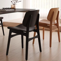Chaise de salle à manger nordique en bois massif, finition noyer, sans accoudoirs, avec dossier intégré, pour salle à manger et salon