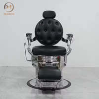 Fauteuil de Coiffure Hydraulique en Noir et Or Style Antique, Chaise de Barbier avec Base Pivotante en Cuir Capitonnée et Hauteur Réglable – Idéal pour Spa