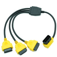 Cable de Extensión OBD2 de 16 Pines, 1 Macho a 3 Hembras, Adaptador Convertido de 12V, Cable de Extensión OBD2