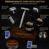 Coffret Cadeau de Rasage de Luxe Réutilisable pour Hommes – Rasoir de Voyage Sûr avec Boîte en Bois, Manche en Alliage d'Aluminium et Tête en Alliage de Zinc