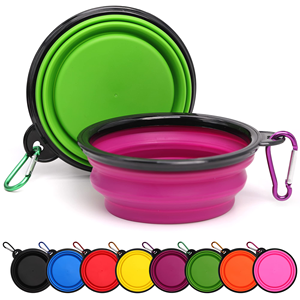 Fabricant OEM ODM, logo et couleur personnalisés, bol pliable portable pour animaux de compagnie, chat, chien, eau et nourriture, avec mousqueton - Product Image 1