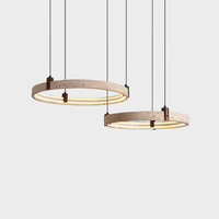Lustre LED à spectre complet de style zen rétro chinois, pierre de grotte jaune, duplex, hall principal, protection des yeux, style rétro