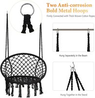 Chaise hamac d'extérieur Danlong, chaise suspendue en macramé en corde de coton avec cerceaux métalliques pour salon, jardin, style nordique