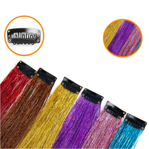 21 Màu Sắc Dài Thẳng Tổng Hợp Tóc Nhiều Màu Đầy Màu Sắc Lấp Lánh Clip Trong Tóc Tinsel Nổi Bật Hairpieces Cho Cô Gái Trẻ Em - Product Image 2