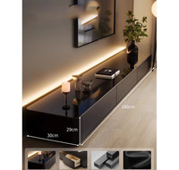 Meuble TV moderne noir haut de gamme en bois pour salon, idéal pour petits appartements, design étroit et sur pied