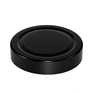 Tapa metálica negra moderna de 66 mm con cierre giratorio profundo para frascos de vidrio, sellado hermético, OEM personalizado - Product Image 1