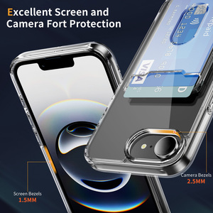 Étui de téléphone transparent avec fentes pour cartes pour <span class=keywords><strong>Apple</strong></span> <span class=keywords><strong>iPhone</strong></span> 16E 15 14 Plus 13 <span class=keywords><strong>12</strong></span> 11 Pro Max 7 8 – <span class=keywords><strong>Coque</strong></span> portefeuille simple et claire - Product Image 6