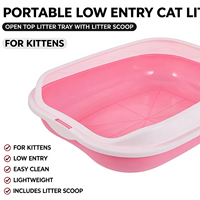 Bac à litière pour chat portable à ouverture supérieure, pour chatons, avec système de collecte des déchets, entrée basse, anti-éclaboussures, plateau en plastique avec pelle à litière, OEM