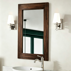 Specchio da Parete Rettangolare con Cornice in Legno Scuro Rustico, Specchio per Bagno e Arredamento Casa - Product Image 2