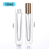 Flacon pulvérisateur miniature en verre transparent de 10 ml, atomiseur de voyage carré avec bouchon à vis, flacons de parfum, taille d'échantillon, vaporisateur de Cologne