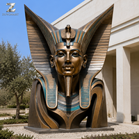 Buste de pharaon égyptien en bronze, sculpture moulée à la main, statue de roi avec patine antique pour hall d'hôtel, musée, villa et parc culturel