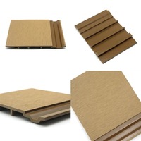 Panneau composite en bois plastique d'extérieur moderne Revêtement de maison en bois de cèdre imperméable pour revêtement mural extérieur en bois brun WPC