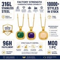 Colliers tendance en acier inoxydable avec pendentif goutte d'huile verte, personnalisables, prêts à être expédiés, pour femmes - Vente en gros