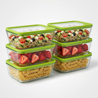 Boîte à lunch en verre borosilicate de haute qualité approuvée par la FDA avec couvercles, résistante à la chaleur, pour la préparation des repas, destinée aux chaînes d'épicerie (vente en gros)