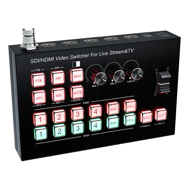 SDI/HDMI Video Switcher for Live Streaming 4 in 2 Out HDMI Video Switcher
