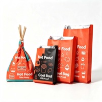 Sacs d'emballage pour aliments chauds à emporter, en papier kraft recyclable, doublés de papier aluminium anti-graisse, avec logo imprimé personnalisé, ruban, pour BBQ et kebab