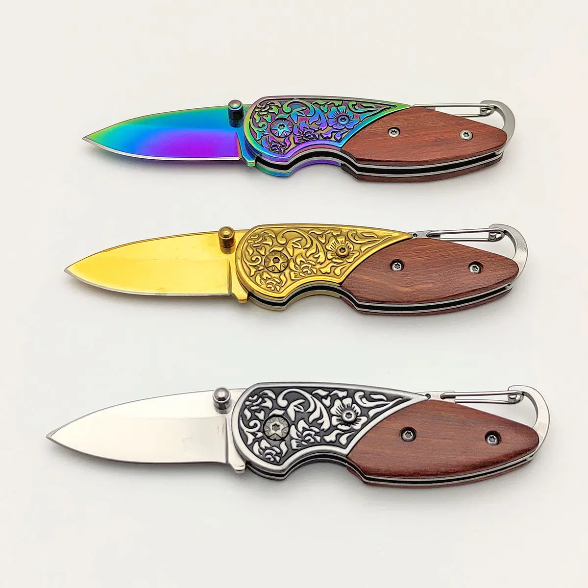 Прямая Продажа с фабрики, мини-нож для карманных ножей с деревянной ручкой и титановым лезвием для ежедневного использования в кемпинге EDC