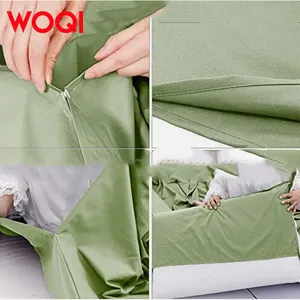 Woqi - Saco de dormir duplo leve para viagem, lençol compacto para acampamento, forro interno