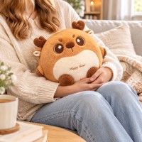 Peluche cerf ronde de haute qualité, fabrication sur mesure, broderie de logo personnalisé, jouet en peluche personnalisé, cadeaux pour enfants