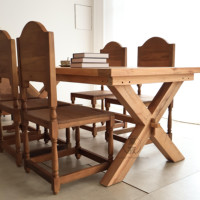 Table à manger rectangulaire en teck massif vintage de différentes tailles pour hôtel et villa, mobilier de maison