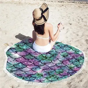 Coperta portatile grande in microfibra da 120CM senza sabbia Super Dry Gentle Soft nappe asciugamani da spiaggia rotondi Mandala per l'estate