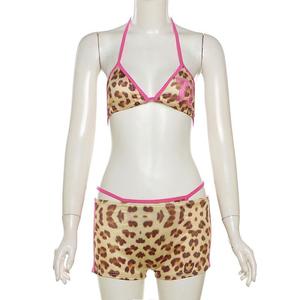 Бикини, сексуальный купальник с трещоткой и леопардовым принтом - Product Image 3