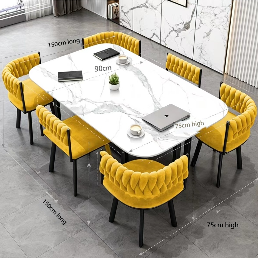 Slide Design With Numbers Dining Table Set Modern Luxury Oval Marble Dining Table Braided Velvet ...