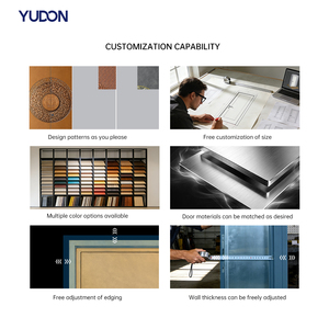 Porte d'entrée de sécurité en aluminium YUDON DOOR avec transfert de grain de bois, sculpture 3D, pare-balles, couleur personnalisée, design minimaliste, pour hôtel - Product Image 5