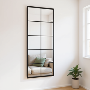 กระจกติดผนังทรงสี่เหลี่ยมสไตล์อินดัสเทรียลสีดำทันสมัย ขนาด 39.4x15.7 นิ้ว สำหรับตกแต่งบ้าน - Product Image 2