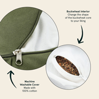 Coussin de méditation réglable en coques de sarrasin, forme croissant, portable, type Zafu, avec housse amovible pour la pratique du yoga et l'usage quotidien