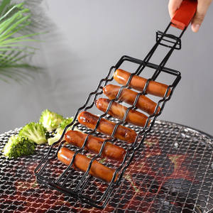 6 supports à hot-dogs avec poignée en bois, grille en fer résistante à la chaleur pour hot-dogs, saucisses, légumes, accessoires de grillades - Product Image 2
