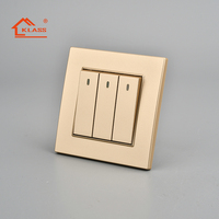 KLASS British Standard vente à chaud blanc noir or 3 groupes 2 voies interrupteurs et prises muraux modernes fabricant d'électricité