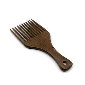 Pettine Afro in Legno a Denti Larghi con Manico Lungo, per Capelli Ricci e Barba, Forcina per Capelli in Legno, Personalizzabile con Logo - Product Image 3