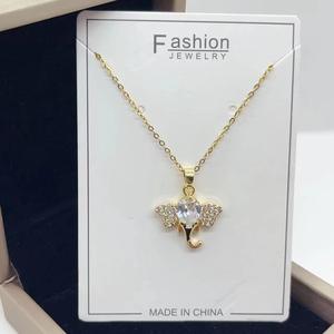 Trendy Gold Plated Stainless Steel Crystal Diamond <b>Elephant</b> Pendant Necklace <b>for</b> <b>Women</b> Girls Wedding Jewelry - Product Image 4