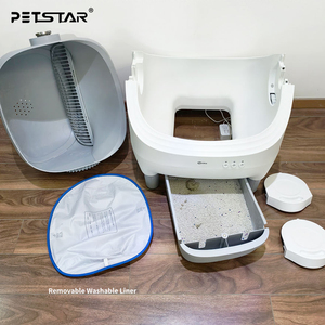 กล่องทรายแมวทำความสะอาดตัวเองอัตโนมัติพร้อมดีไซน์แบบเปิดด้านบนควบคุมด้วยแอปเซ็นเซอร์ความปลอดภัยแบบคู่คุณลักษณะที่เป็นเอกลักษณ์ - Product Image 4