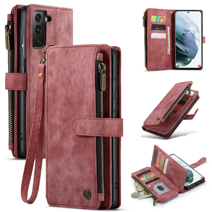 CaseMe 2022 Top Selling for Samsung Galaxy S22 Case Retro Flip Stand Cover With Money Pouch for Samsung S21 S22 S20 Wallet Case