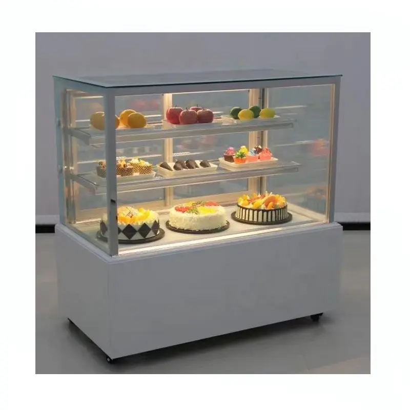 New style cake showcase golden frame table top cooler commercial counter dessert fridge