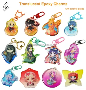 Custom Cartoon Print Keychain Lovely Anime Character Epoxy Glitter Acrylic Resin Charm Keychain