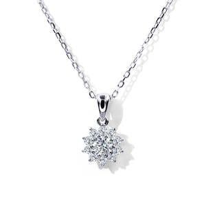 Tianyu <b>Moissanite</b> Flower <b>Necklace</b> 925 Sterling Silver Plated with Platinum an elegant and exquisite anniversary gift - Product Image 2
