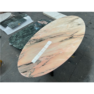 Table ovale en marbre italien Fantastique Rouge <span class=keywords><strong>Rose</strong></span> Breccia Rosa - Product Image 4