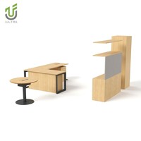 IULTRA Table de bureau de direction en forme de L moderne de luxe en bois foncé Mobilier de bureau durable pour patron PDG