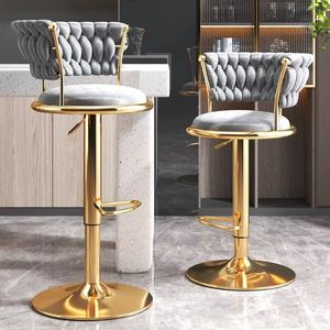 Tabouret de <span class=keywords><strong>bar</strong></span> réglable en hauteur, pivotant, avec dossier luxueux et rembourré, confortable, moderne et élégant, pour cuisine et <span class=keywords><strong>bar</strong></span> - Product Image 3