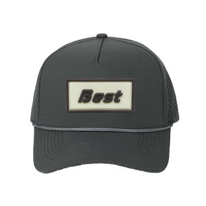 OEM cuerda de ala curvada Logotipo de goma personalizado 5 paneles Golf camionero puntos sombrero con corte láser transpirable perforado ajustable para hombres - Product Image 1