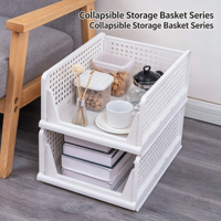 Panier de rangement empilable pliable pour armoire, organiseur de tiroir coulissant, conteneur de rangement pour la maison