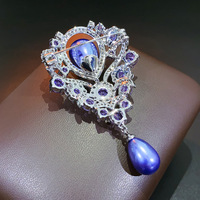 XILIANGFEIZI Broche en améthyste goutte d'eau violette et perle d'eau douce, best-seller transfrontalier, cadeau de luxe élégant pour la fête des Mères et les mariages