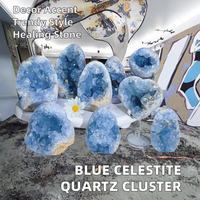 CrystalHola Vente en gros de grappes de quartz géode de celestite bleue naturelle polie, pour la guérison et la mode, origine Chine, artisanat