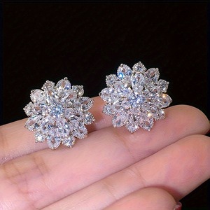 Women Sunflower Stone <b>Stud</b> <b>Earrings</b> Minimal Fashion Jewelry - Product Image 1