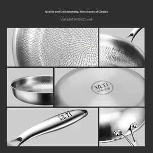 Poêle à frire plate en alliage de titane non revêtue avec motif martelé pour une cuisson saine - Product Image 4