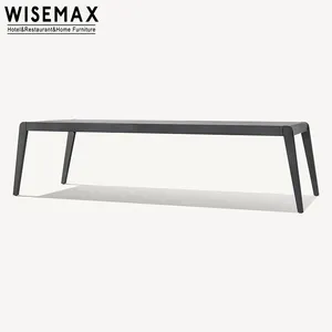 WISEMAX Luxo moderno grande retangular jantar ao ar livre conjunto tudo resistido alumínio fundido metal jardim jantar conjunto 7 com poltrona